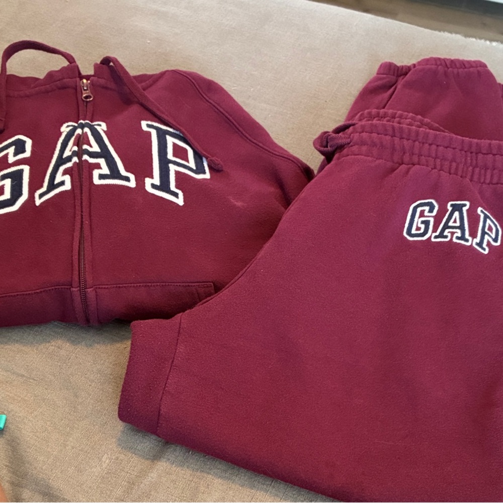GAP Burgundy Track Pants and Hoodie Set